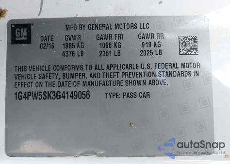 2016 Buick Verano Sport Touring Group из США, поврежденный, VIN 1G4PW5SK3G4149056